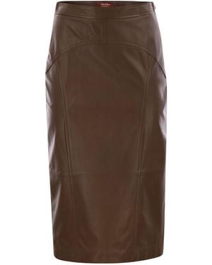 Max Mara Taiga Nappa Lederstiftrock - Braun