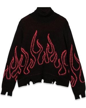 Vision Of Super Jumper High Neck With Flames - Red