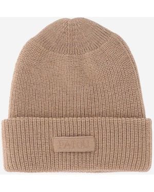 Patou Wolle Beanie mit Logo - Natur