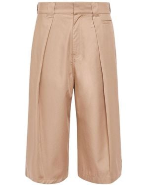 Loewe Pleated Cropped Wide Leg Trousers - Natural