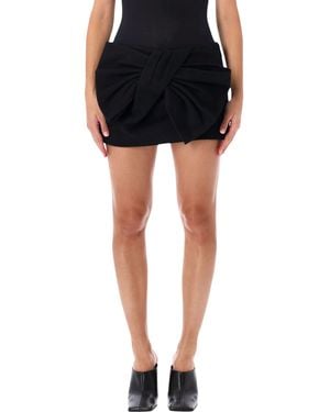 7 For All Mankind Draped Knot Front Mini Skirt - Black