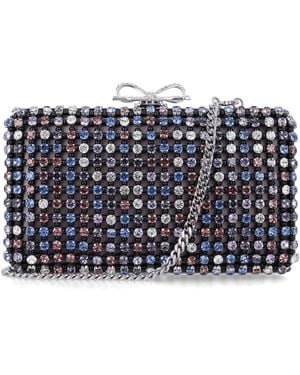 Self-Portrait Multi Crystal Chainmail Clutch - Blue