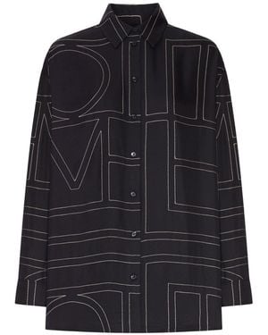 TOTEME Embroidered Silk Shirt - Blue