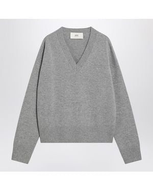 Ami Paris De Coeur Jumper - Grey