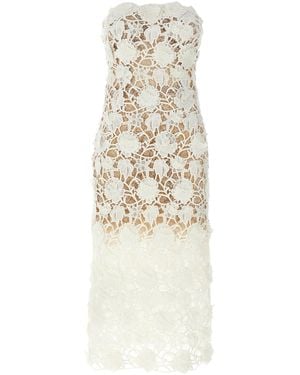 Ermanno Scervino Macramé Lace Sheath Dress With Off-The-Shoulder Design - White