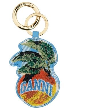 Ganni Logo Keyring - Blue
