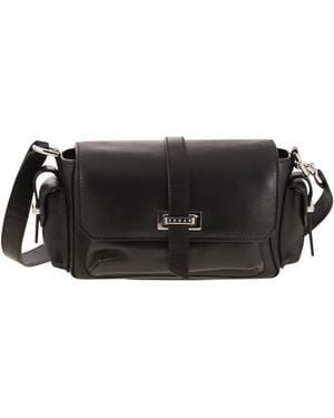 Hogan Small Leather Flap Bag - Black