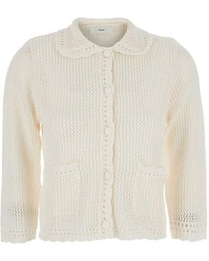 DUNST Cardigan aus Leinen- und Baumwollmischung - Weiß
