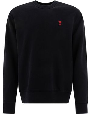Ami Paris Crewneck Sweatshirt With Embroidered Heart Detail - Blau