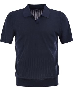 Fedeli Giza Katoen Met Korte Mouwen Poloshirt - Blauw