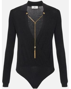 Elisabetta Franchi Viscose And Silk Bodysuit - Black