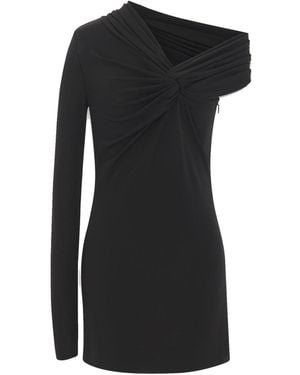 Saint Laurent Chic Asymmetric Neckline Mini Dress - Black