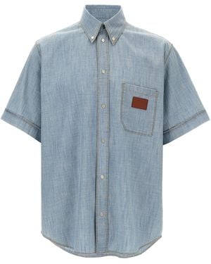 Fendi Chambray Shirt Camicie Blu-Uomo