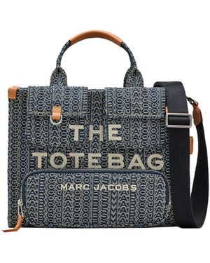 Marc Jacobs Borsa Tote The Cargo Monogram Denim Medium - Blue