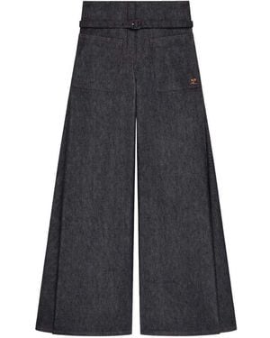 Courreges Palazzo Pants With Belt - Blue