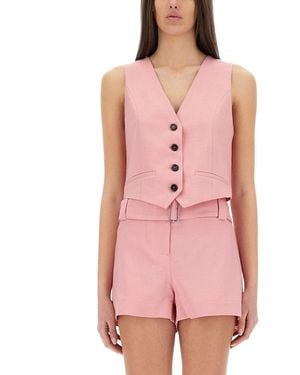 MSGM Solid V Neck Top - Pink