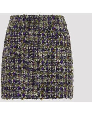 Saint Laurent Kaki Verttweed Mini Skirt - Grey