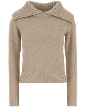 Co. Ribbed Llared Sweater - Natural