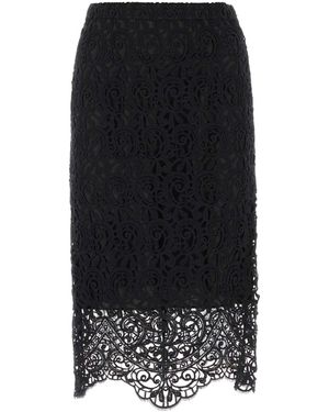 Burberry Macramé Lace Pencil Skirt - Black