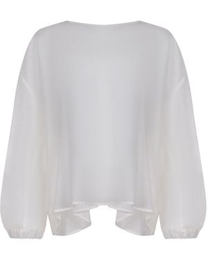 SOLOTRE Blousa en mélange de soie - Blanc