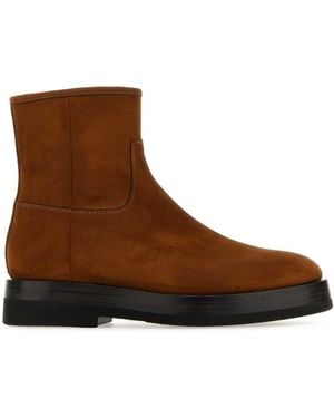 Santoni Caramel Suede Ankle Boots - Brown