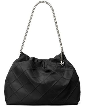 Tory Burch Fleming Nylon Hobo Bag - Black