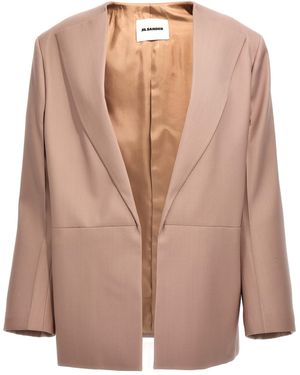 Jil Sander Chaqueta blazer de pecho individual - Marrón