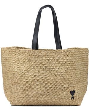 Ami Paris "Ami De Coeur" große Umhängetasche - Natur