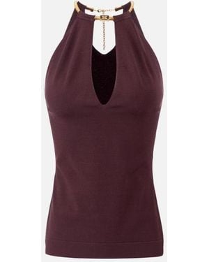 Elisabetta Franchi Top With Jewel Snake - Purple