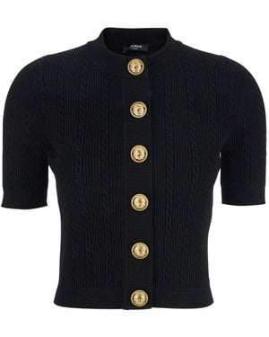Balmain Crewneck Cardigan - Blau