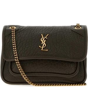 Saint Laurent Dark Leather Mini Niki Crossbody Bag - Black