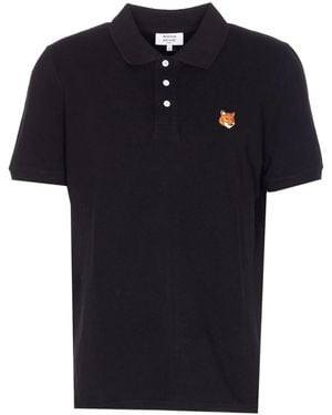 Maison Kitsuné Fox Head Regular Fit Polo - Black