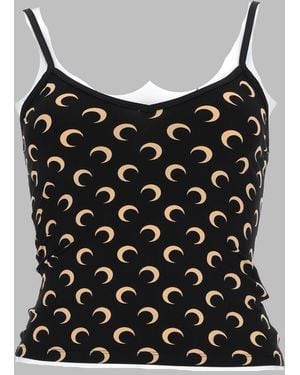 Marine Serre Crescent Moon Fitted Tank Top - Black