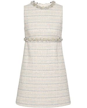 Valentino Embroidered Tweed Mini Dress - Natural