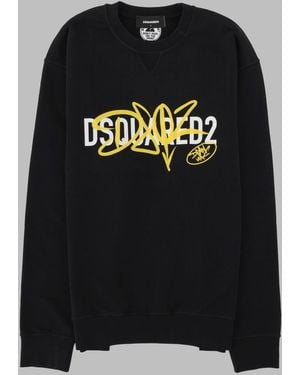 DSquared² Graffiti Cool Fit Cotton Sweatshirt - Black