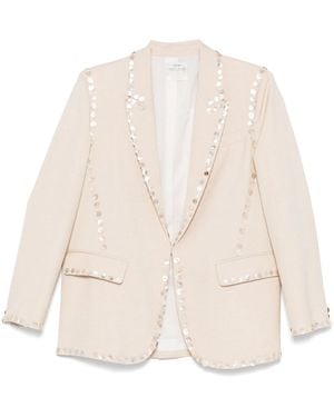 forte_forte Viscose Wool Slub Pearl Embroidered Jacket Clothing - Natural