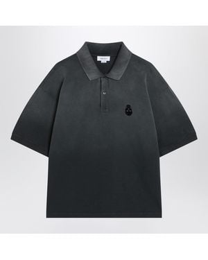 McQueen Faded Effect Polo Shirt - Black