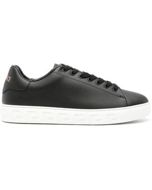 Versace Greca Leather Sneakers - Black