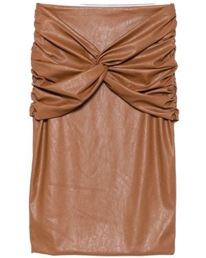 Elisabetta Franchi Faux-Leather Midi Skirt - Brown