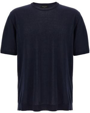 Roberto Collina Gebreide T -shirt - Blauw