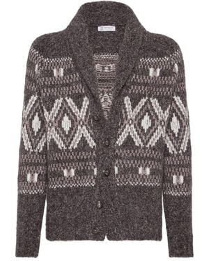 Brunello Cucinelli Wool V Necked Cardigan - Grey