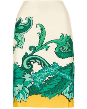 Etro Silk Midi Rok - Groen
