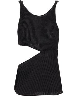 Ann Demeulemeester Asymmetrisch Gebreide Zwarte Top