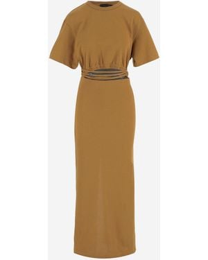 Pinko Cotton Dress With Cut Out Detail - Natural