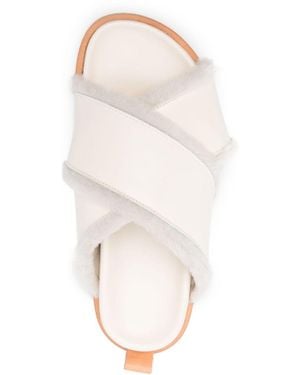 Forte Forte Shierling And Leather Crossed Sandals - White