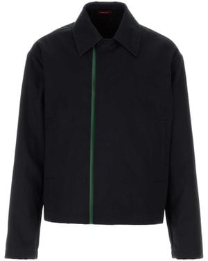 Gucci Embossed Cotton Gabardine Long Sleeve Coach Jacket - Black