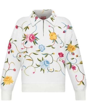 KENZO Sweatshirt Mit Reißverschluss Und Stickerei - Weiß