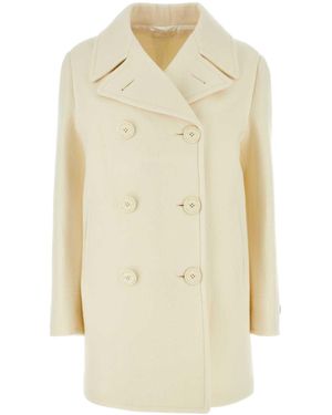 Prada Ivory Wool Blend Coat - White