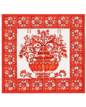 Dolce & Gabbana Dolce & Gabbana Silk Twill Scarf With Majolica Print, 90 X 90 Cm - Red