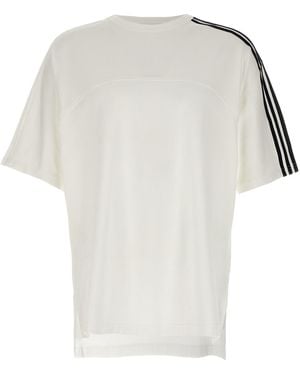 Y-3 ' 3 Streifen' T -Shirt - Weiß